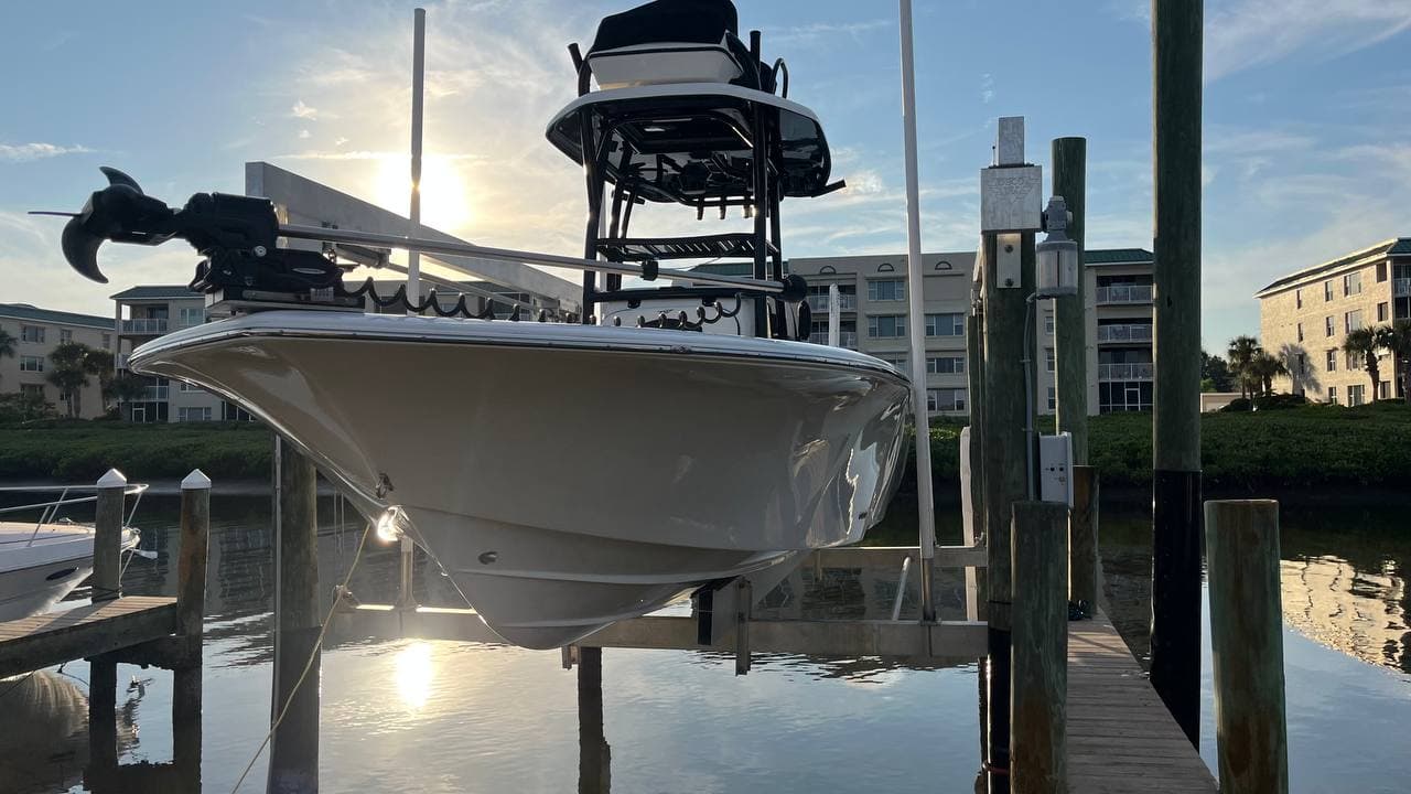 Freshly detailed center console at the dock